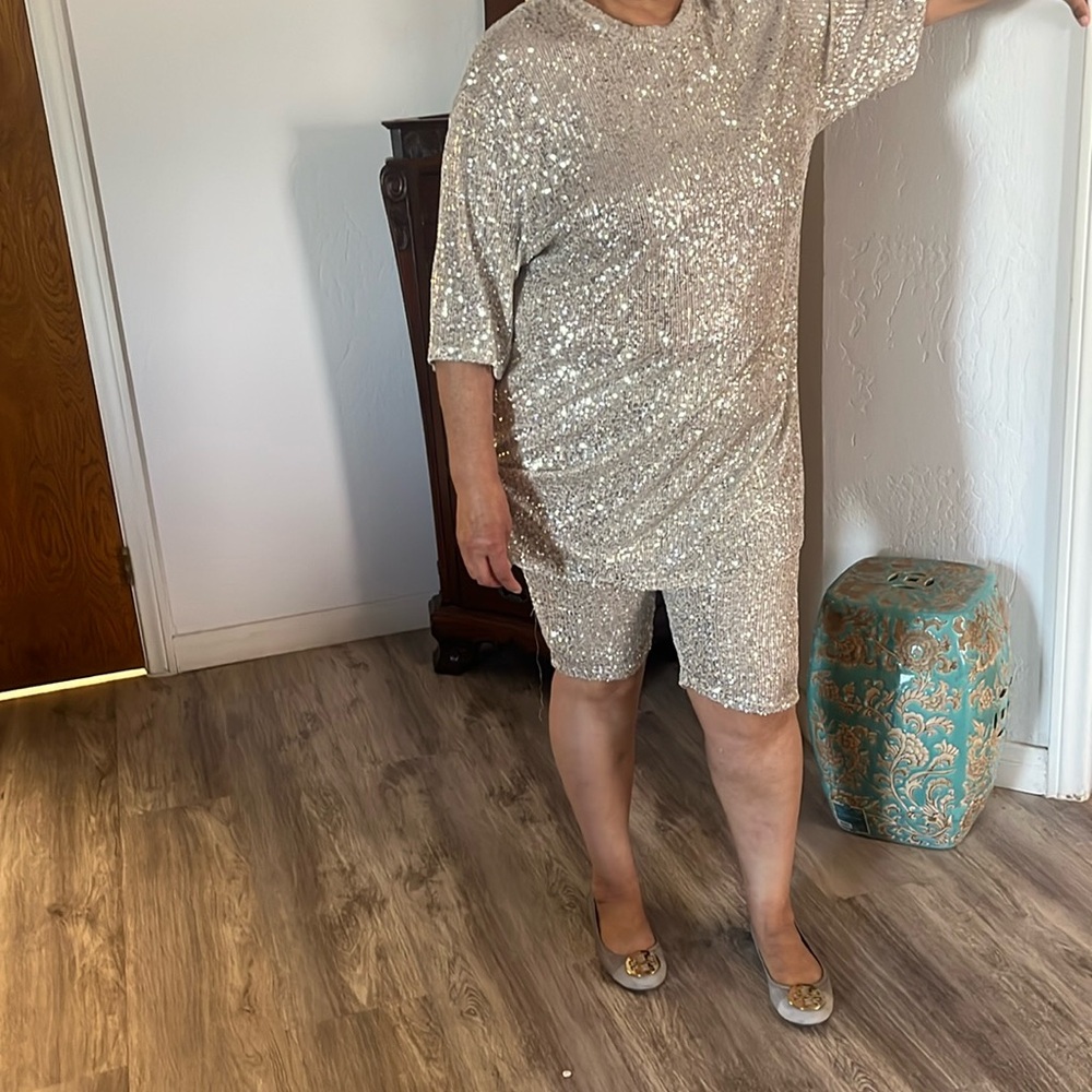 Fashion Nova Silver Sequin Dress